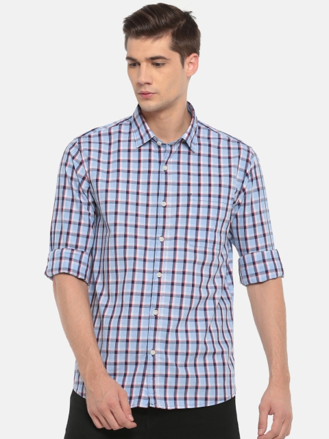 

Ruggers Men Blue & Red Checked Regular Fit Casual Shirt
