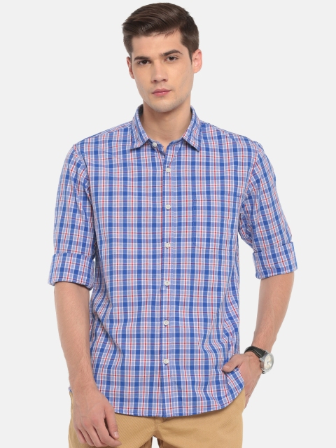 

Ruggers Men Blue & White Checked Casual Shirt