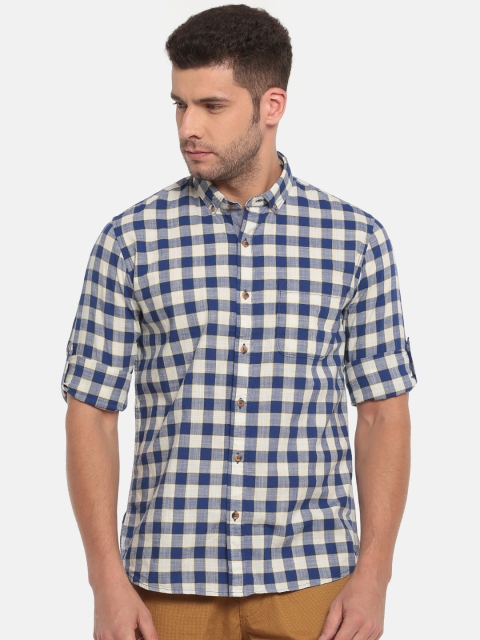 

Ruggers Men Blue & Off-White Regular Fit Checked Casual Shirt