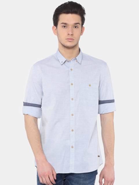 

Cherokee Men Blue Contemporary Regular Fit Self Design Casual Shirt