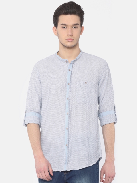 

Cherokee Men Blue & White Regular Fit Self Design Casual Shirt