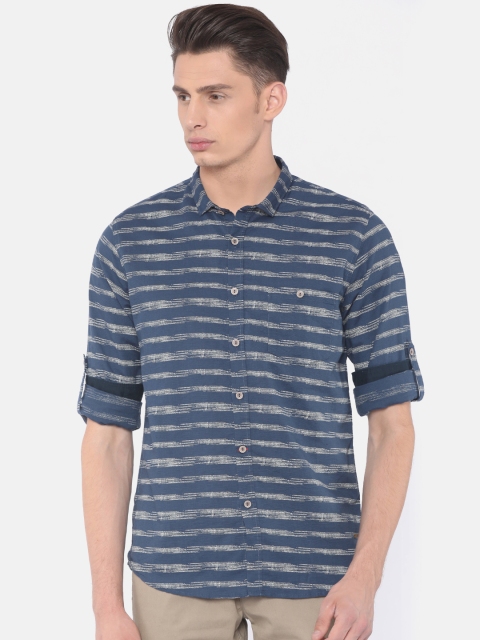 

Cherokee Men Navy Blue Contemporary Regular Fit Striped Casual Shirt