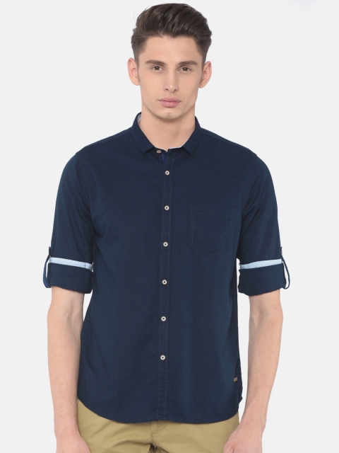 

Cherokee Men Navy Blue Regular Fit Solid Casual Shirt