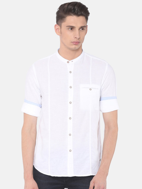 

Cherokee Men White Contemporary Regular Fit Solid Casual Shirt