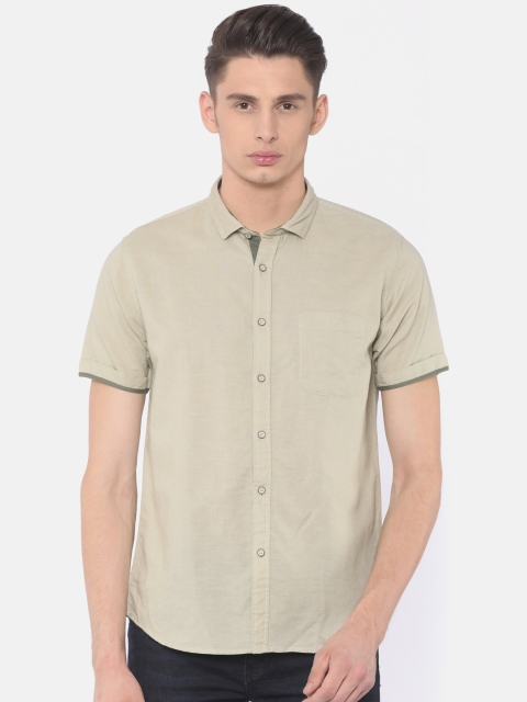 

Cherokee Men Beige Contemporary Regular Fit Solid Casual Shirt
