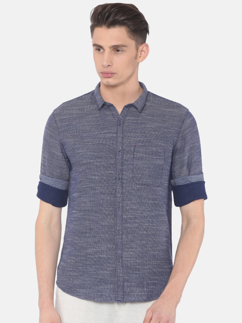 

Cherokee Men Navy Blue Contemporary Regular Fit Self Design Casual Shirt
