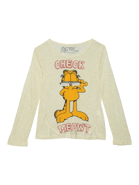 

Kids Ville Garfield featured White Tshirt for Girls, Yellow