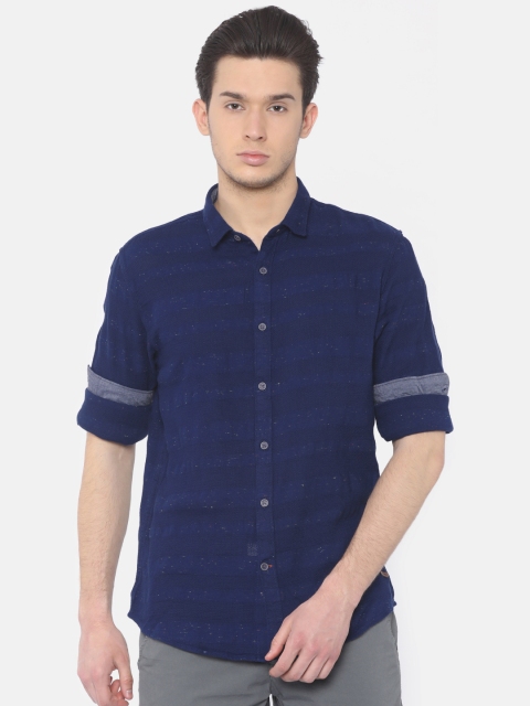 

Cherokee Men Navy Contemporary Regular Fit Self Design Casual Shirt, Navy blue