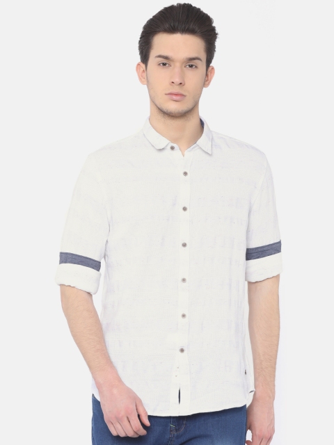 

Cherokee Men White Contemporary Regular Fit Striped Casual Shirt
