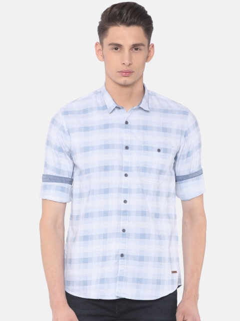 

Cherokee Men Blue & Off-White Regular Fit Checked Casual Shirt