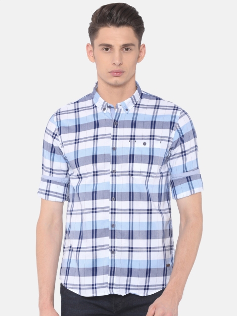 

Cherokee Men Blue & White Regular Fit Checked Casual Shirt