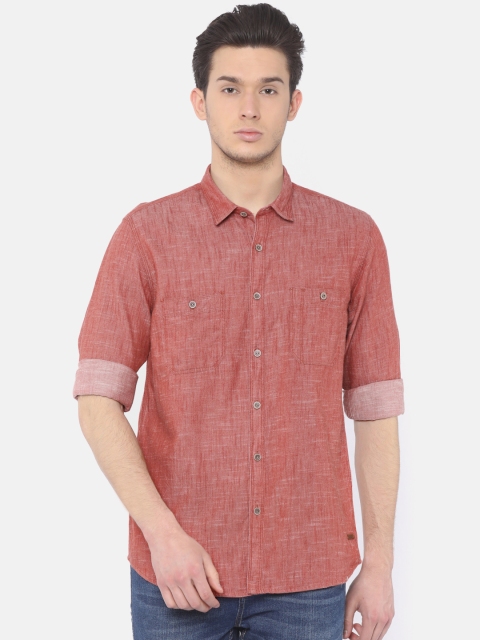 

Cherokee Men Red Contemporary Regular Fit Solid Casual Shirt