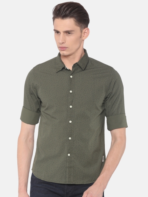 

Cherokee Men Olive Green Contemporary Slim Fit Printed Casual Shirt