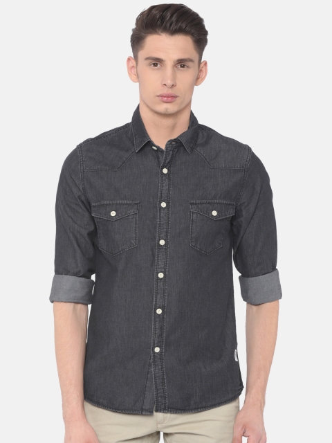 

Cherokee Men Charcoal Contemporary Slim Fit Solid Casual Shirt