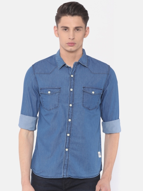 

Cherokee Men Blue Contemporary Slim Fit Solid Casual Shirt