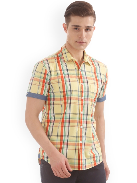 

Colt Men Yellow & Orange Regular Fit Checked Casual Shirt