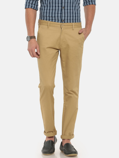 

Ruggers Men Khaki Skinny Fit Solid Regular Trousers