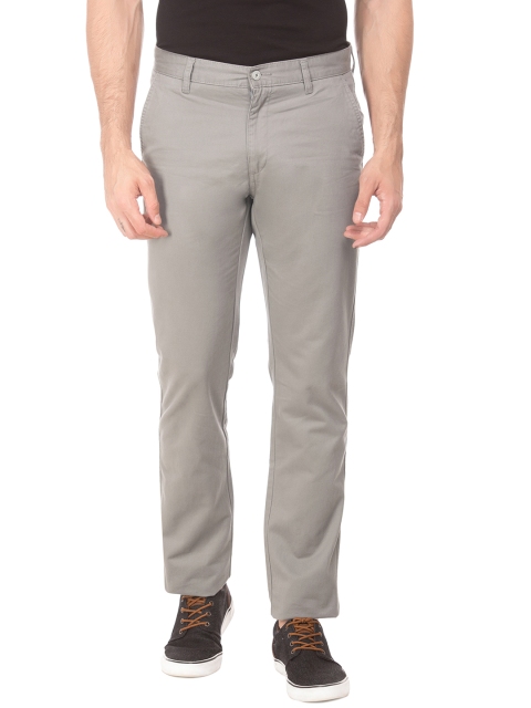 

Ruggers Men Grey Skinny Fit Solid Regular Trousers