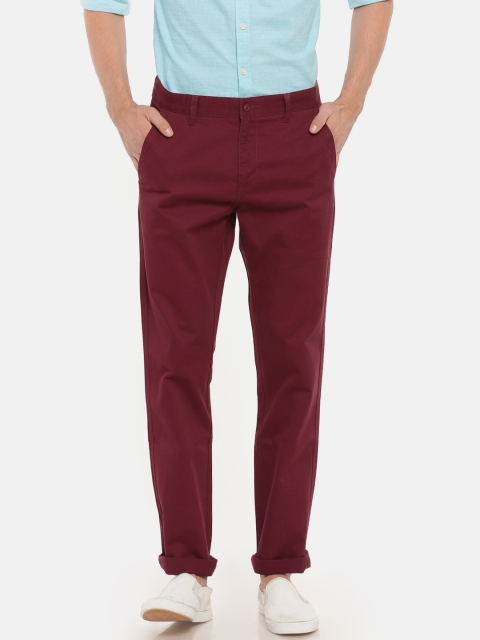 

Ruggers Men Maroon Urban Slim Slim Fit Solid Chinos