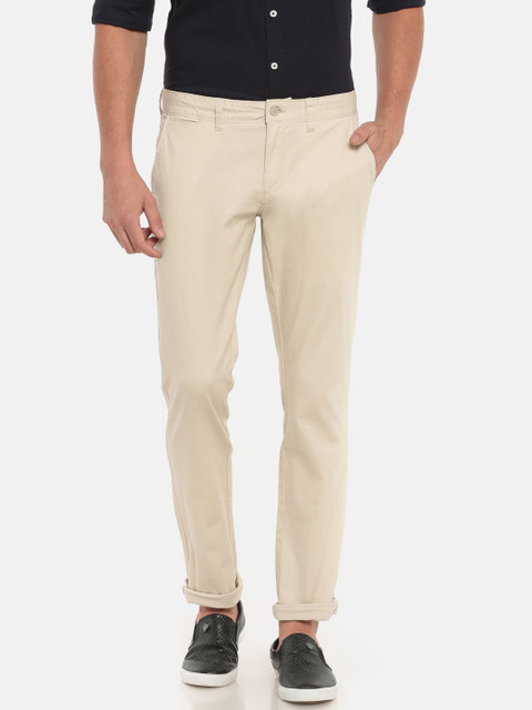 

Ruggers Men Beige Tapered Fit Solid Regular Trousers