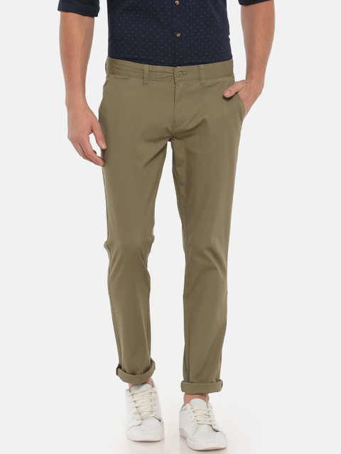 

Ruggers Men Olive Green Tapered Fit Solid Regular Trousers