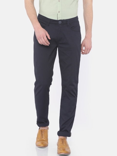 

Cherokee Men Navy Blue Slim Fit Self-Design Trousers