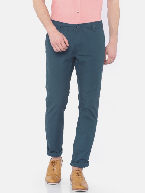 

Cherokee Men Teal Blue Regular Fit Solid Regular Trousers