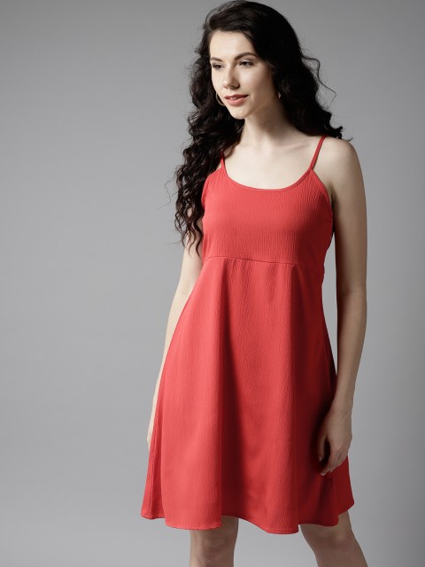 

HERE&NOW Women Red Solid A-Line Dress