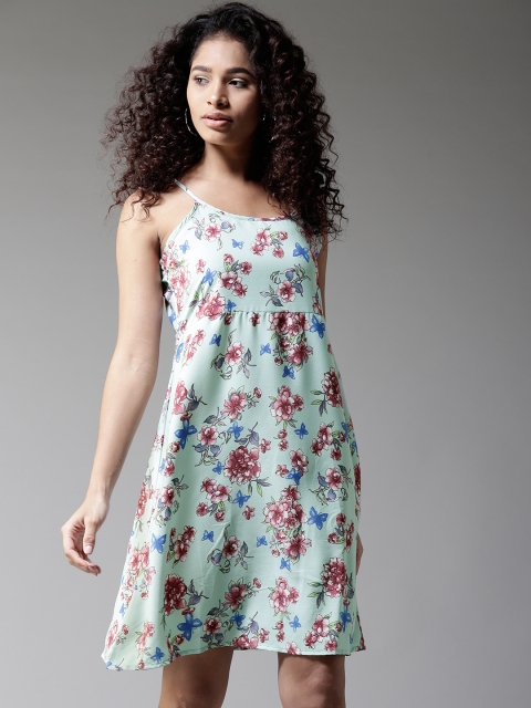 

HERE&NOW Women Green Printed Empire Dress