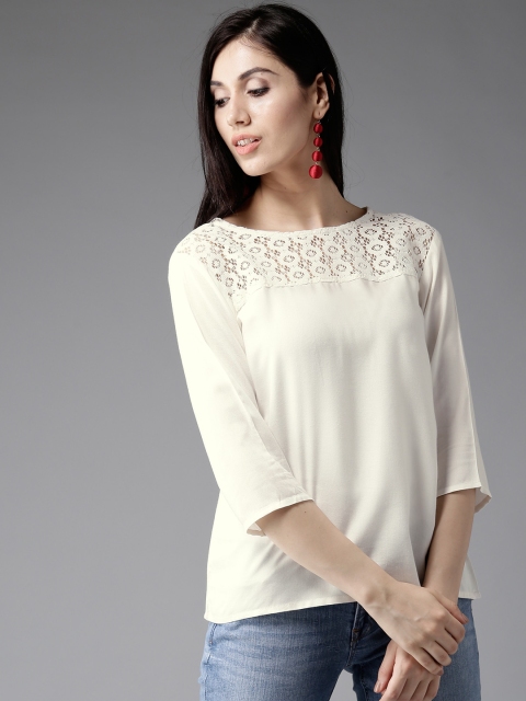 

HERE&NOW Women Off-White Solid Top