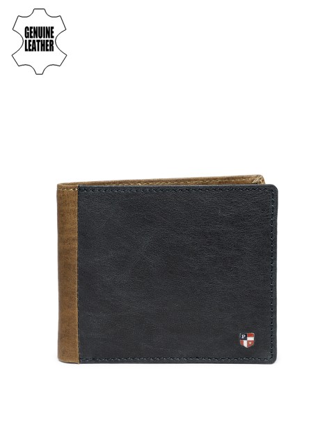 

U.S. Polo Assn. Men Navy Blue & Brown Colourblocked Two Fold Wallet