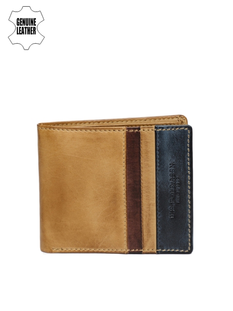 

U.S. Polo Assn. Men Brown & Navy Blue Colourblocked Two Fold Wallet
