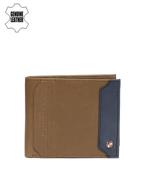 

U.S. Polo Assn. Men Brown & Navy Blue Solid Two Fold Wallet