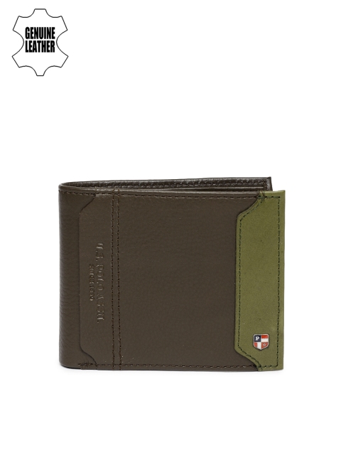 

U.S. Polo Assn. Men Brown & Olive Green Solid Two Fold Wallet