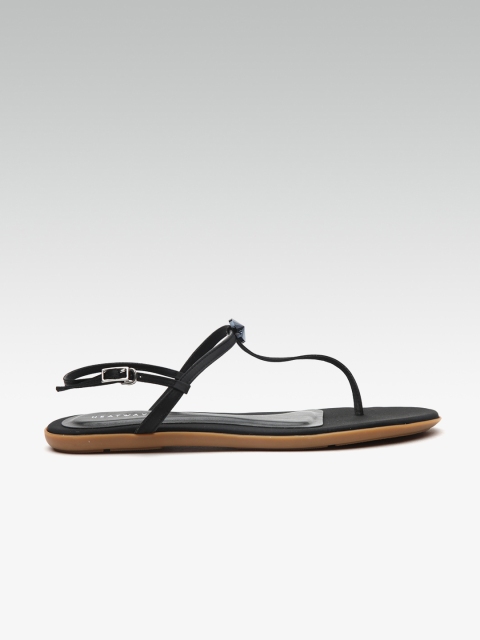 

HEATWAVE Women Black Solid T-Strap Flats