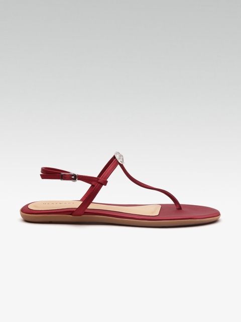 

HEATWAVE Women Red Solid T-Strap Flats