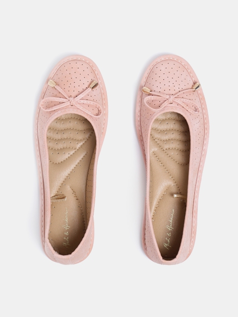 

Mast & Harbour Women Pink Perforated Ballerinas with Bow Detail