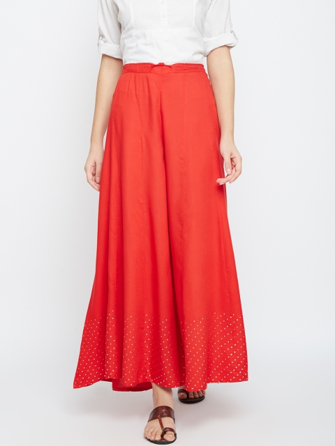 

Biba Women Red Solid Flared Palazzos