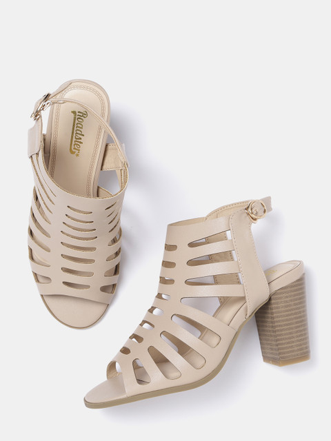 

Roadster Women Beige Solid Heels with Cut-Outs