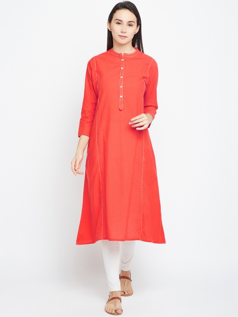 

Biba Women Red Solid A-Line Kurta