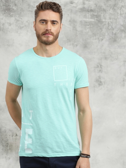 

Breakbounce Men Sea Green Solid Round Neck T-shirt