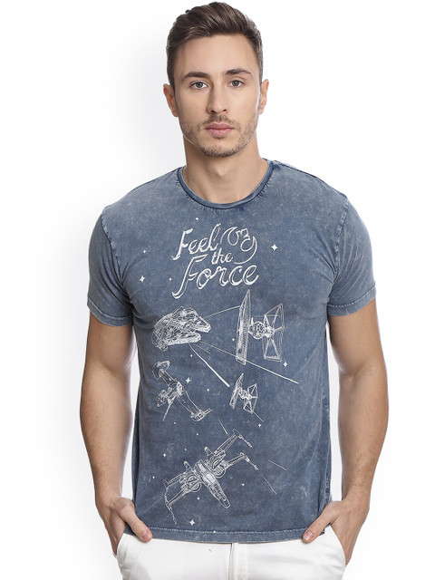 

Free Authority Men Black Star Wars Printed T-shirt, Blue