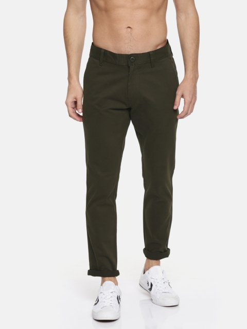 

Roadster Men Olive Green Regular Fit Solid Trousers
