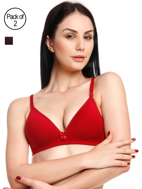 

Innocence Women Pack of 2 T-shirt Bra BBAPLIN44548_40, Red
