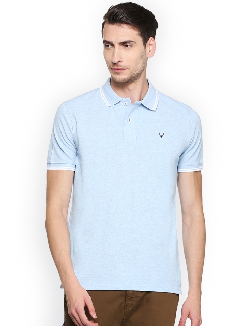 

Allen Solly Men Blue Solid Polo Collar Pure Cotton T-shirt