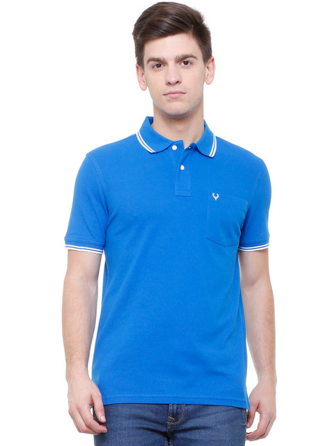 

Allen Solly Men Blue Solid Polo Collar T-shirt