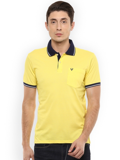 

Allen Solly Men Yellow Self Designed Polo Collar T-shirt