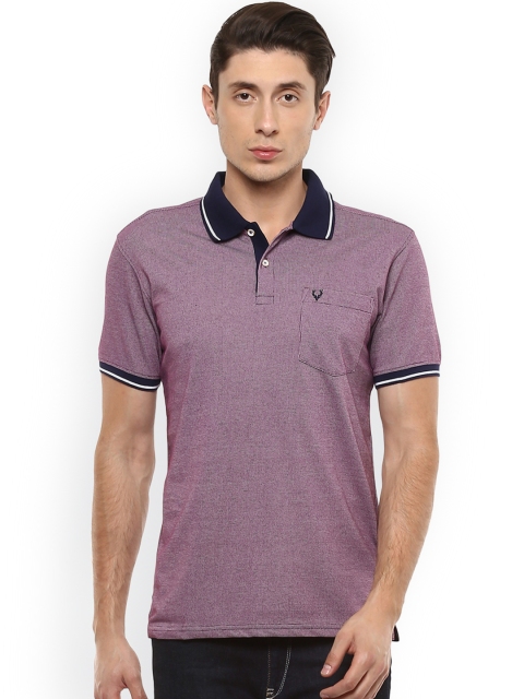 

Allen Solly Men Purple Self Designed Polo Collar T-shirt