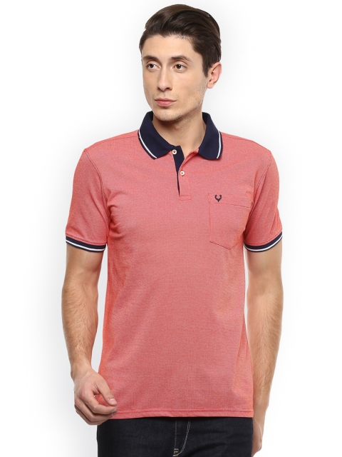 

Allen Solly Men Red Self Design Polo Collar T-shirt