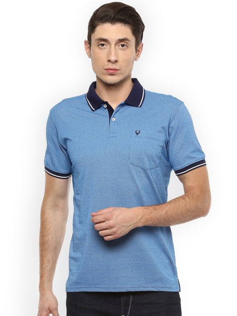 

Allen Solly Men Blue Self Design Polo Collar T-shirt
